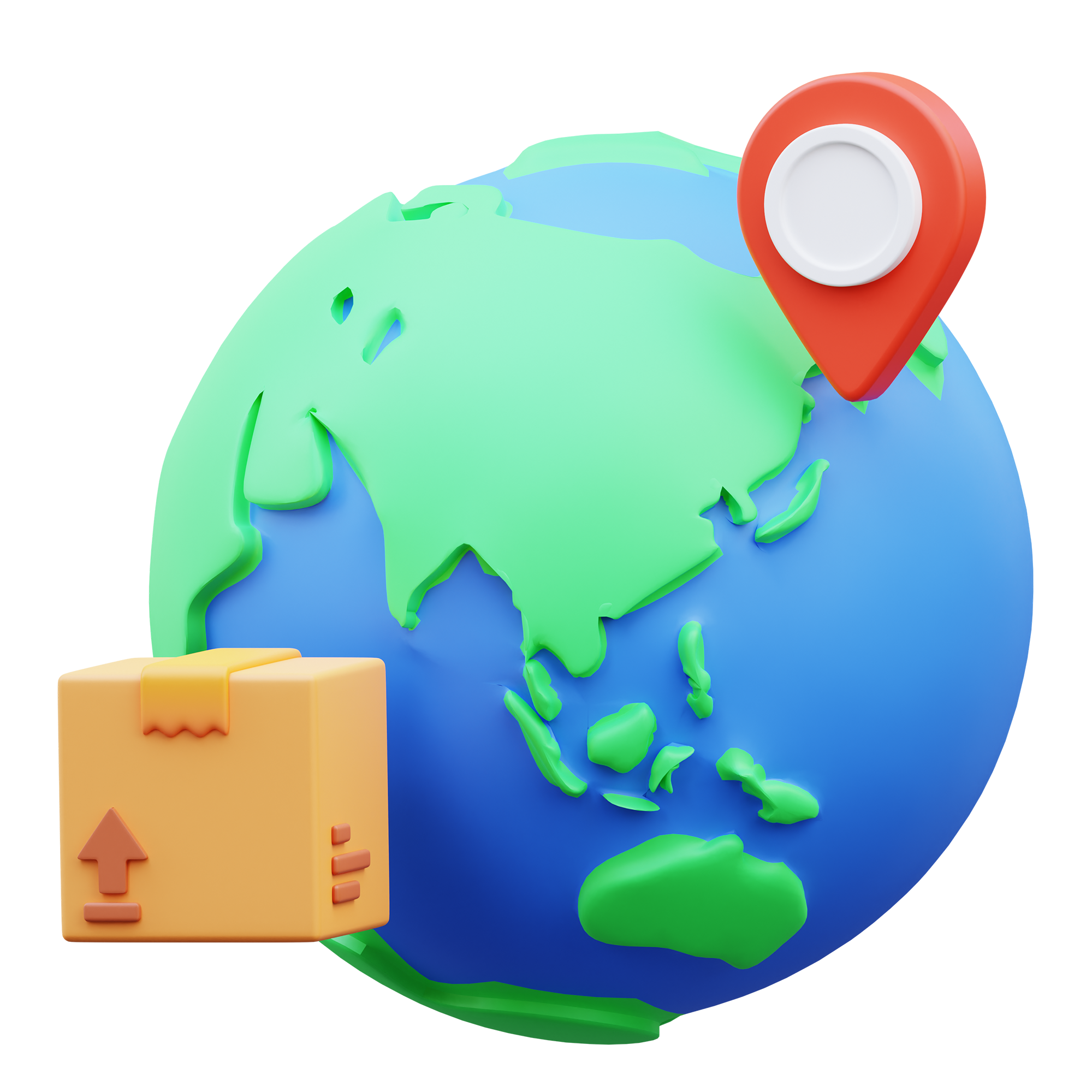 Globe with shipping box